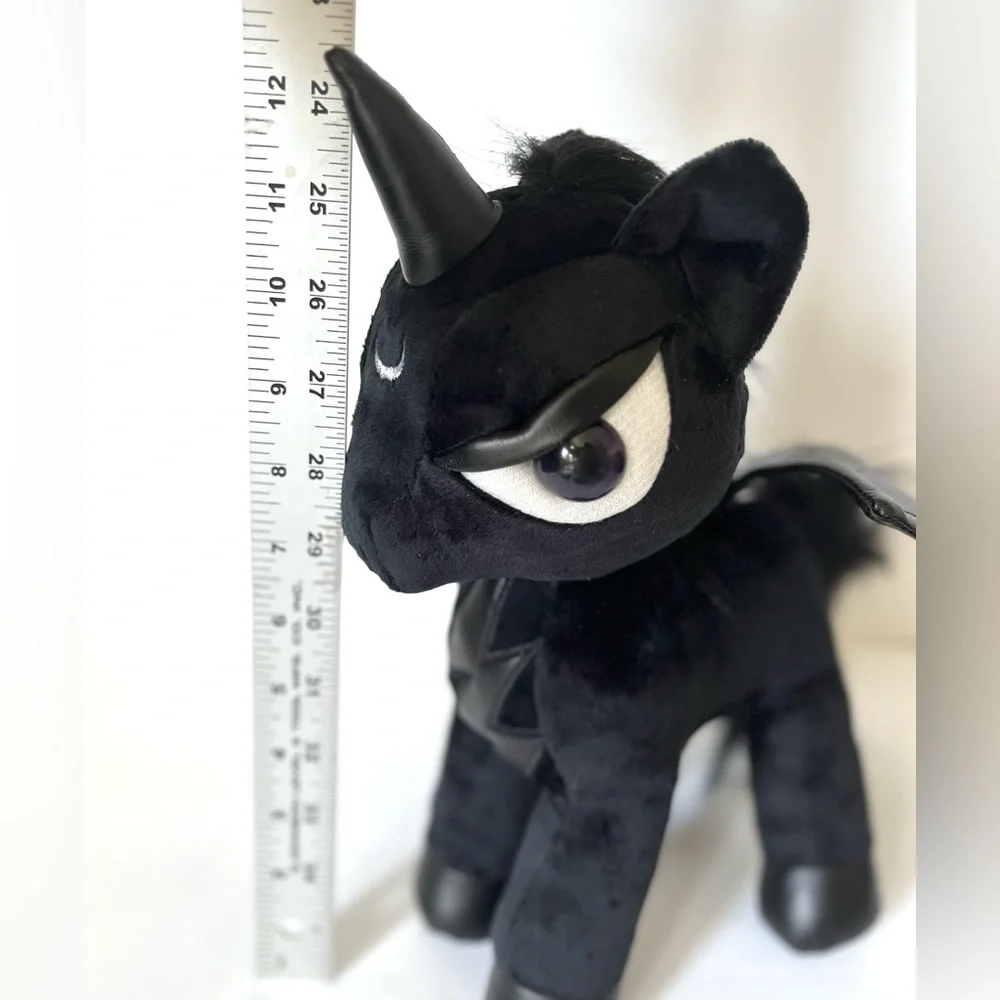 Black Unicorn Plush Stuffed Animal Dark Goth Plushie Punk Plush Faux Leather - Picture 9 of 10